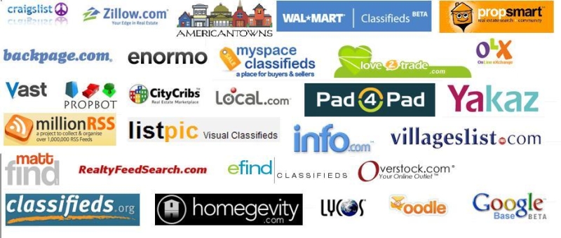 List of Sites that advertise properties that are not usually in the MLS and we advertise on for FREE for you.